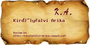 Királyfalvi Arika névjegykártya